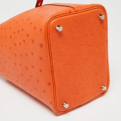Pre Owned Hermès Tangerine Ostrich Picotin Lock 18 Bag