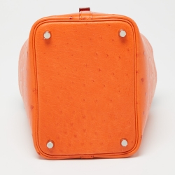 Pre Owned Hermès Tangerine Ostrich Picotin Lock 18 Bag