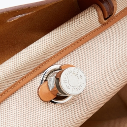 Pre Owned Hermes Naturel Vache Hunter Leather And Toile Canvas Herbag Zip 31 Bag