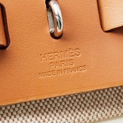 Pre Owned Hermes Naturel Vache Hunter Leather And Toile Canvas Herbag Zip 31 Bag