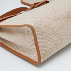 Pre Owned Hermes Naturel Vache Hunter Leather And Toile Canvas Herbag Zip 31 Bag