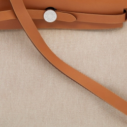 Pre Owned Hermes Naturel Vache Hunter Leather And Toile Canvas Herbag Zip 31 Bag