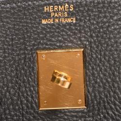 Hermes Noir Taurillon Clemence Leather Gold Hardware Birkin 35 Bag