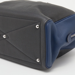 Pre Owned حقيبة هيرمس فيكتوريا II جلد توريليون كليمينس أزرق ياقوتي/رصاصي ومعدن مطلي بالاديوم