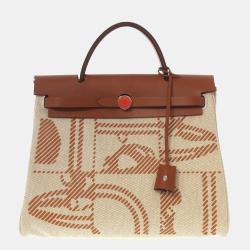 Hermes Bolide 31 Toile H Brown Handbag Leather Women's Hermes