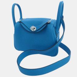 مملوكة مسبقًا Hermes Blue Taurillon Clemence Leather Mini Lindy 20 Shoulder Bag
