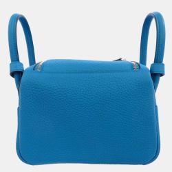 مملوكة مسبقًا Hermes Blue Taurillon Clemence Leather Mini Lindy 20 Shoulder Bag