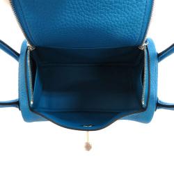 مملوكة مسبقًا Hermes Blue Taurillon Clemence Leather Mini Lindy 20 Shoulder Bag