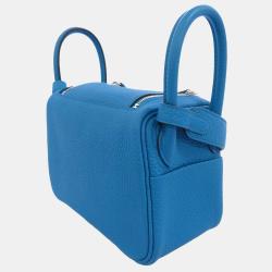 مملوكة مسبقًا Hermes Blue Taurillon Clemence Leather Mini Lindy 20 Shoulder Bag