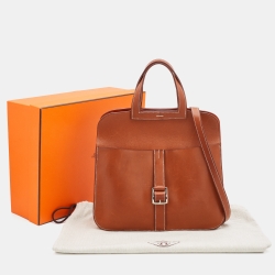 Pre Owned Hermes Fauve Barenia Leather Halzan 31 Bag