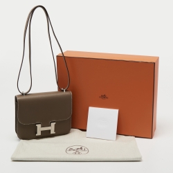Pre Owned Hermes Etoupe Epsom Leather Palladium Finish Constance 18 Bag