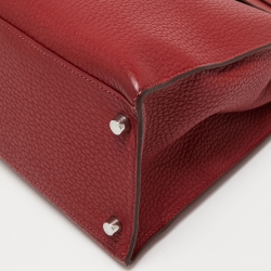 Hermes Rouge Garance Fjord Leather Palladium Finish Kelly Sellier 35 Bag