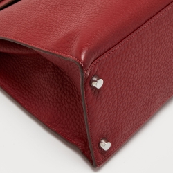 Hermes Rouge Garance Fjord Leather Palladium Finish Kelly Sellier 35 Bag