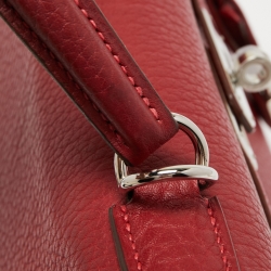 Hermes Rouge Garance Fjord Leather Palladium Finish Kelly Sellier 35 Bag