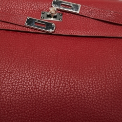 Hermes Rouge Garance Fjord Leather Palladium Finish Kelly Sellier 35 Bag