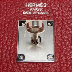 Hermes Rouge Garance Fjord Leather Palladium Finish Kelly Sellier 35 Bag