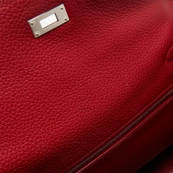 Hermes Rouge Garance Fjord Leather Palladium Finish Kelly Sellier 35 Bag