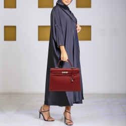 Hermes Rouge Garance Fjord Leather Palladium Finish Kelly Sellier 35 Bag