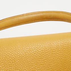 Hermes Jaune Togo Leather Palladium Finish Retourne Kelly 32 Bag