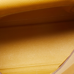 Hermes Jaune Togo Leather Palladium Finish Retourne Kelly 32 Bag