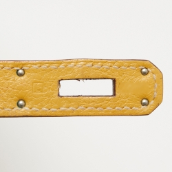 Hermes Jaune Togo Leather Palladium Finish Retourne Kelly 32 Bag