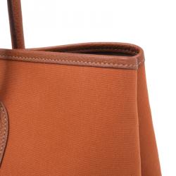 Pre Owned Hermes Orange Canvas/Leather Garden Party MM Tote Bag