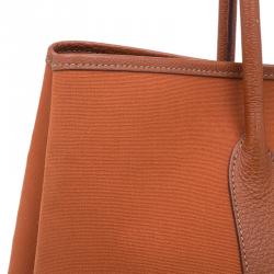 Pre Owned Hermes Orange Canvas/Leather Garden Party MM Tote Bag
