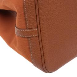 Pre Owned Hermes Orange Canvas/Leather Garden Party MM Tote Bag