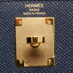 Hermes Blue Nuit Epsom Leather Gold Finish Kelly Sellier 28 Bag
