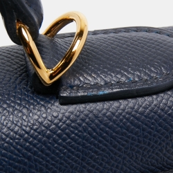 Hermes Blue Nuit Epsom Leather Gold Finish Kelly Sellier 28 Bag