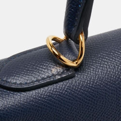 Hermes Blue Nuit Epsom Leather Gold Finish Kelly Sellier 28 Bag