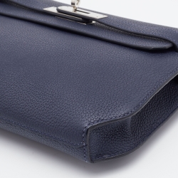 Hermes Bleu Nuit Togo Leather Kelly Depeches 25 Pouch