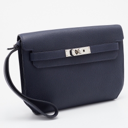 Hermes Bleu Nuit Togo Leather Kelly Depeches 25 Pouch