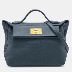 Hermes 50cm Vert Fonce Gulliver Leather & Wool Feu2dou Travel Bag