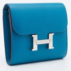 Pre Owned Hermes Tadelakt Izmir Leather Constance Compact Wallet