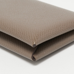 Pre Owned Hermes Etoupe Grey Epsom Leather Calvi Card Holder