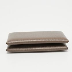 Pre Owned Hermes Etoupe Grey Epsom Leather Calvi Card Holder