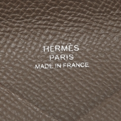 Pre Owned Hermes Etoupe Grey Epsom Leather Calvi Card Holder