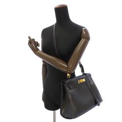 Pre Owned Hermes Black Box Calf Leather Gold Hardware Kelly Sellier 28 Bag 