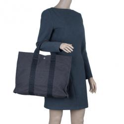 Pre Owned Hermes Grey Canvas Herline Tote MM