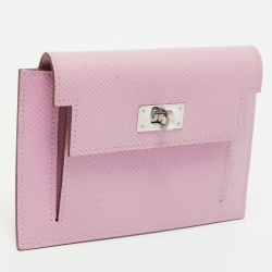 Hermes Mauve Sylvestre Epsom Leather Kelly Pocket Compact Wallet