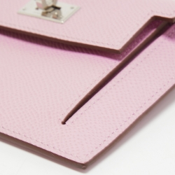 Hermes Mauve Sylvestre Epsom Leather Kelly Pocket Compact Wallet