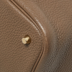 Hermes Etoupe Grey Taurillon Clemence Leather Picotin Lock 22 Bag