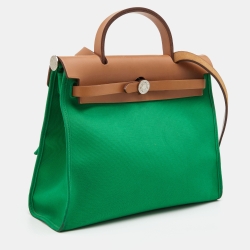 Hermes Bambou/Natural Canvas and Leather Herbag Zip 31 Bag