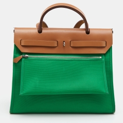 Hermes Bambou/Natural Canvas and Leather Herbag Zip 31 Bag