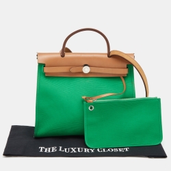 Hermes Bambou/Natural Canvas and Leather Herbag Zip 31 Bag
