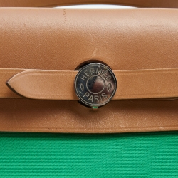 Hermes Bambou/Natural Canvas and Leather Herbag Zip 31 Bag