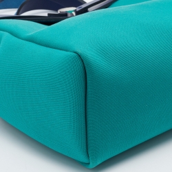 Hermes Bambou/Menthe/Blue Saphir Canvas and Leather Herbag Zip 31 Bag
