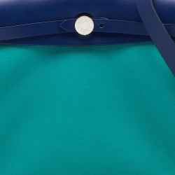 Hermes Bambou/Menthe/Blue Saphir Canvas and Leather Herbag Zip 31 Bag
