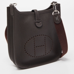 Pre Owned Hermes Chocolat Taurillon Clemence Leather Evelyne TPM Bag